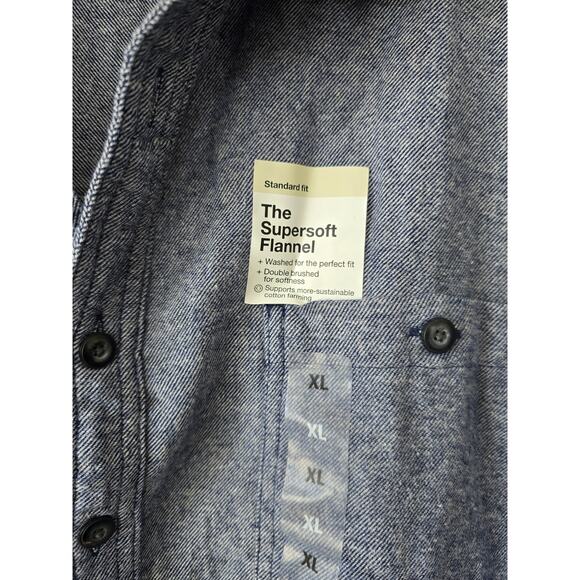 NWT Sonoma Supersoft Flannel Shirt Men's XL Blue Chambray Cozy Fall Staple Y2K - Picture 3 of 9